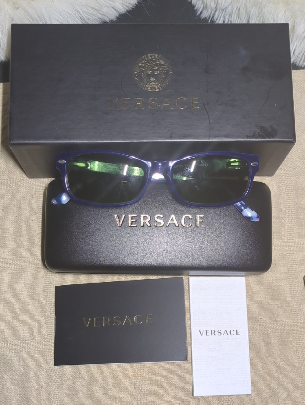 Versace Men's Deep Blue Frame Sunglasses with Dark Lenses NOW ONLY $99